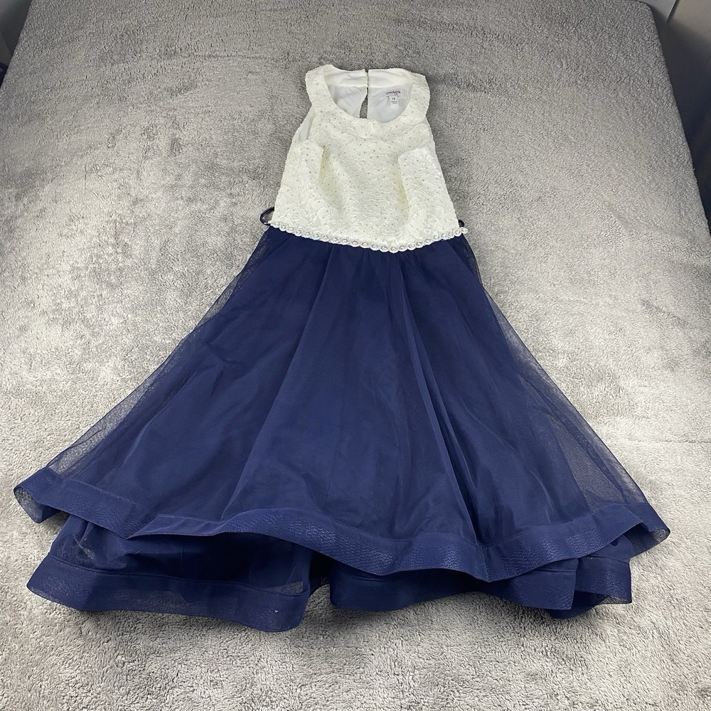 Speechless Sequin Lace Layered Party Dress Lace & Ruffles Kids Girls 14 Blue